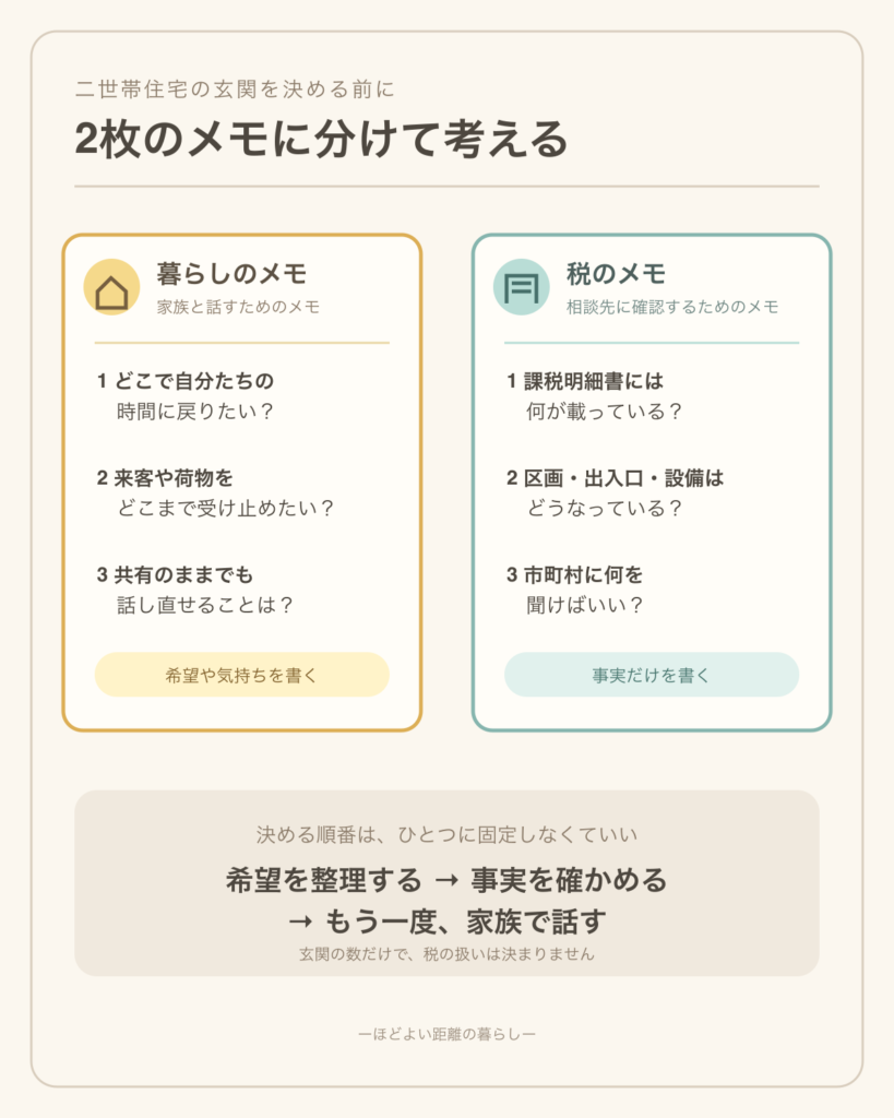 玄関を決める前に必要な2枚のメモ
